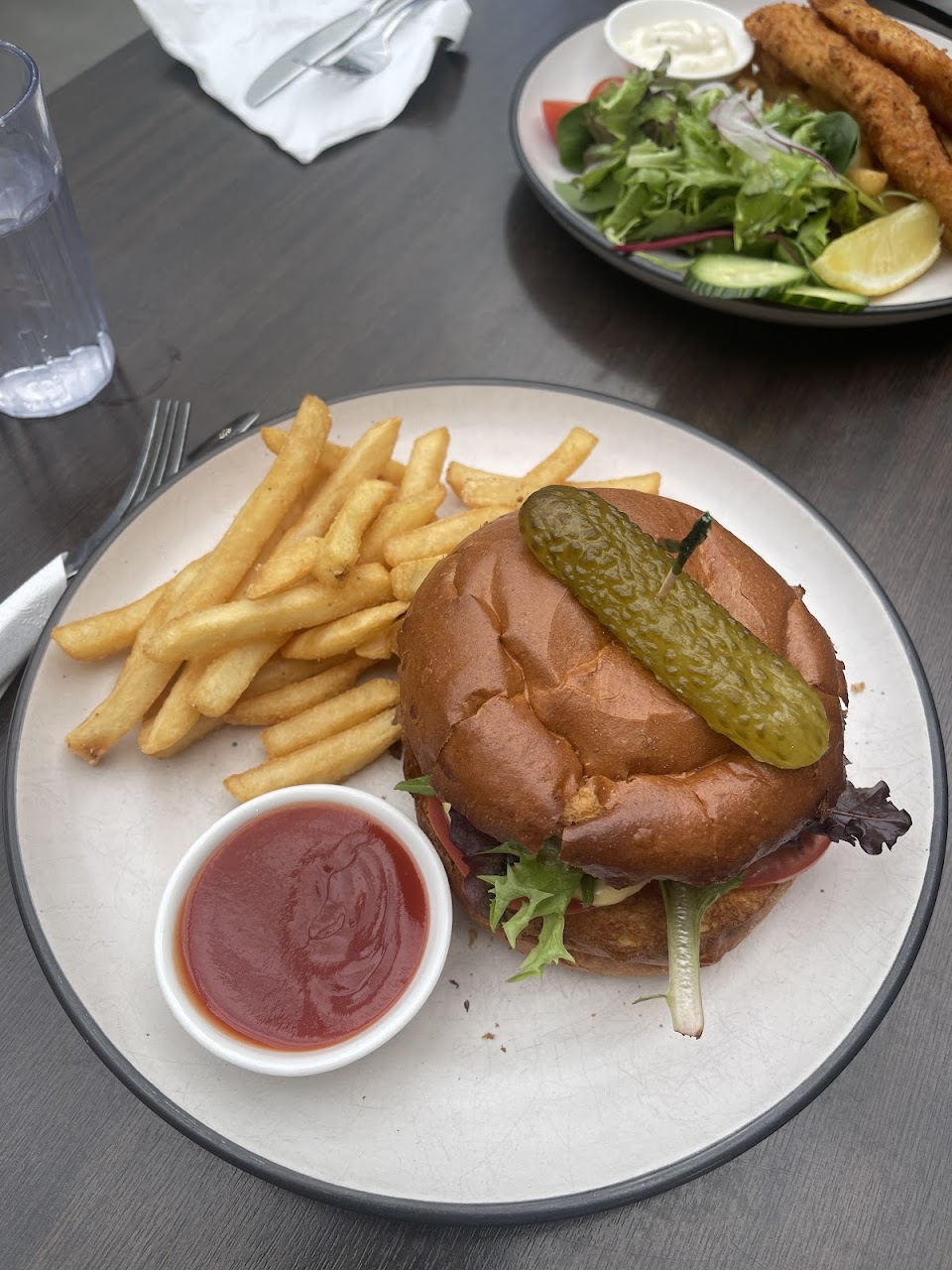 Cafe plate with chips, salad, and toast
